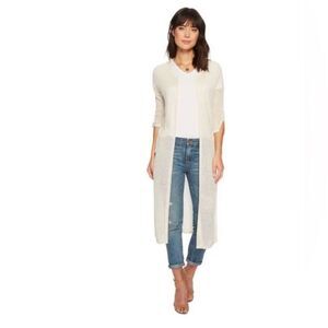 NEW Calvin Klein White Open Knit Open Front Lightweight Cadigan Duster Size XL